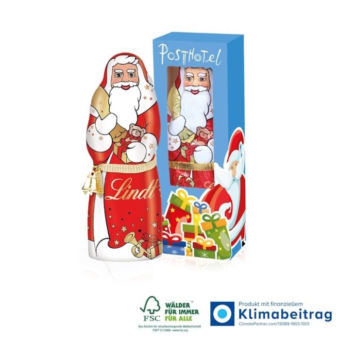 Bleiben Sie in positiver Erinnerung bei ihren Kunden durch diesen Weihnachtsmann in kartonage mit Glöckchen