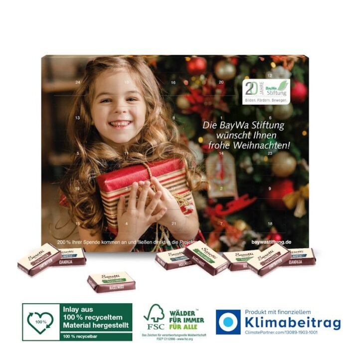 Ein ideales Werbegeschenk ist dieser individuell bedruckbarer Wand-Adventskalender