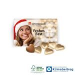 Ein schönes und auch leckeres Werbegeschenk ist unsere Business Präsentbox mit Schokoherzen