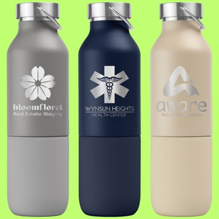 Recycled stainless steel bottle Freya Duo with cup - Image 1