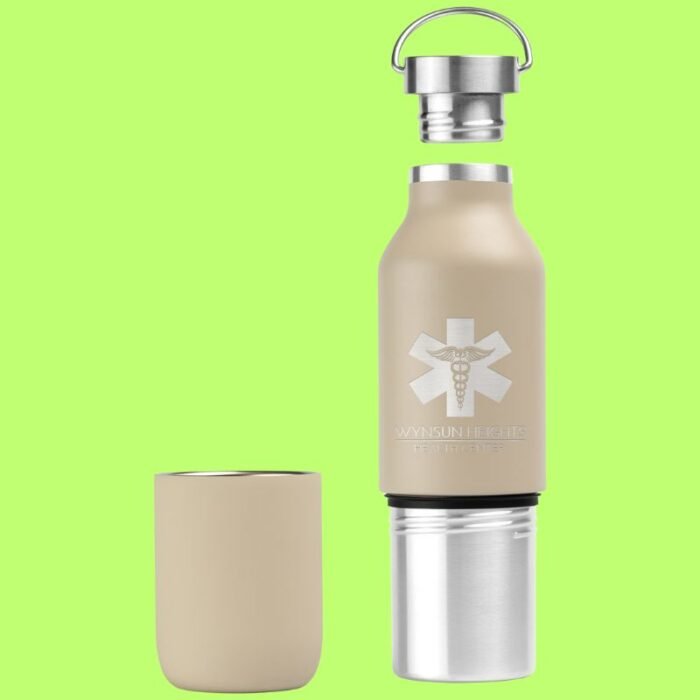 Recycled stainless steel bottle Freya Duo with cup - Image 2