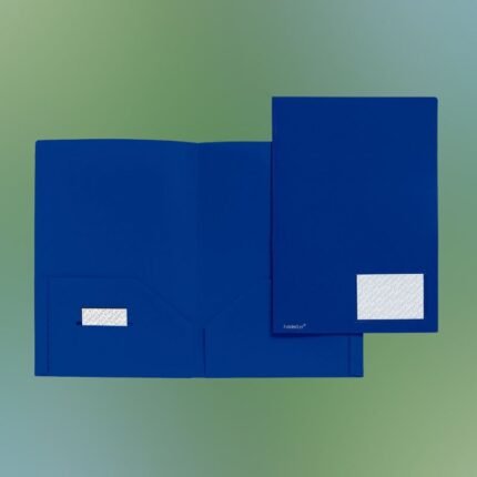 Personalisieren Sie diese blaue Broschüren Mappe mit Ihrem Logo