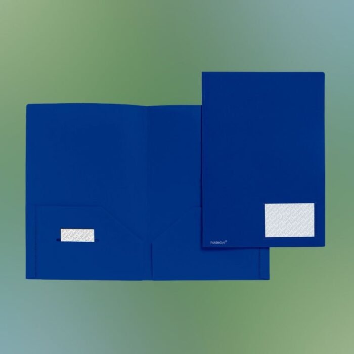 Personalisieren Sie diese blaue Broschüren Mappe mit Ihrem Logo