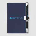 Blaues Caddy & Crosby Notizbuch-Geschenkset mit individuellem Logodruck