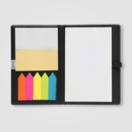 Caddy Notizbuch mit Haftnotizen, farbigen Haftmarkern und Notizblock