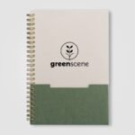 Lino Notizbuch A5 mit grüner Einstecktasche und bronzefarbener Spiralbindung