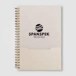 Lino Spiralnotizbuch mit elfenbeinfarbener Tasche und Siebdruck