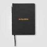 Malmö Notizbuch mit integriertem Stifthalter und bedrucktem Firmenlogo