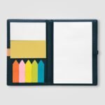 Notizbuch mit Haftnotizen - Haftmarkern und Kugelschreiber als Werbegeschenk